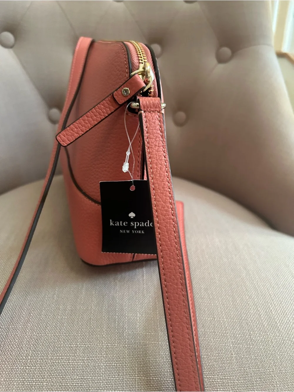 kate spade Coral-Peach Pebbled Leather Crossbody Bag
